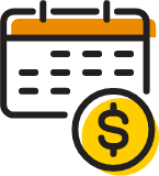 Icon calendar with a coin