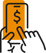 Icon of cash over a phone