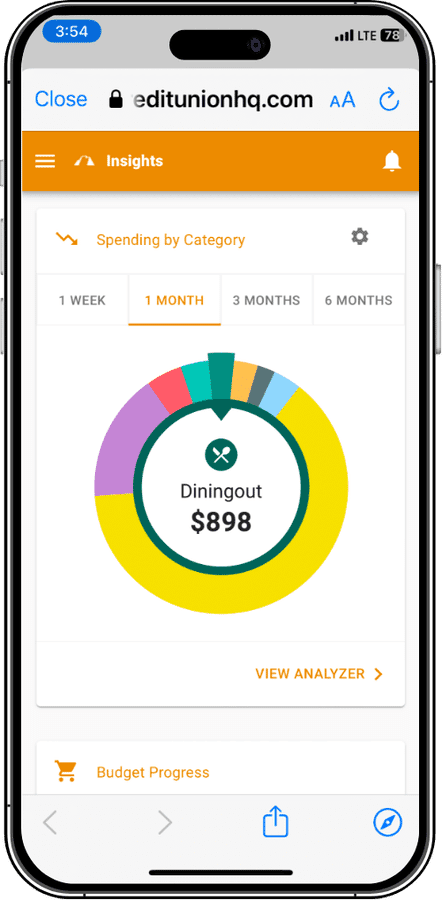 Phone with budget tool screenshot
