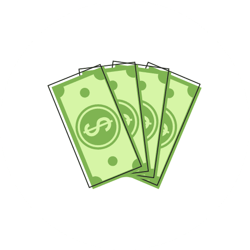 Four dollar bills icon
